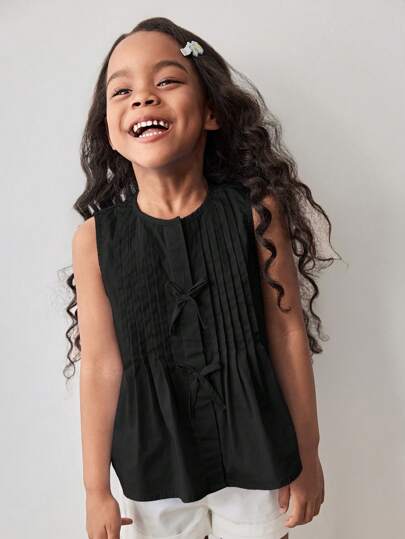 Maija Kids Maija Kids 圆领蝴蝶结编织休闲背心，适合年轻女孩