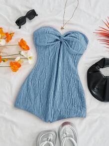 Soleia Mono último diseño de punto texturizado con espalda descubierta y giro delantero en color rojo Ancola para mujeres - Azul - Ver 5