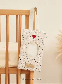 Cozy Pixies Bolsa de almacenamiento con forma de corazón para bebé, bolsa de pañales para guardar pañales, toallitas húmedas y pañuelos cuando se sale - Beis - Ver 4