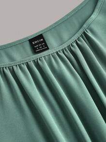 Ellevyn 女式純色無袖綠色連衣裙，褶邊擺設計 - 薄荷綠 - 查看 7