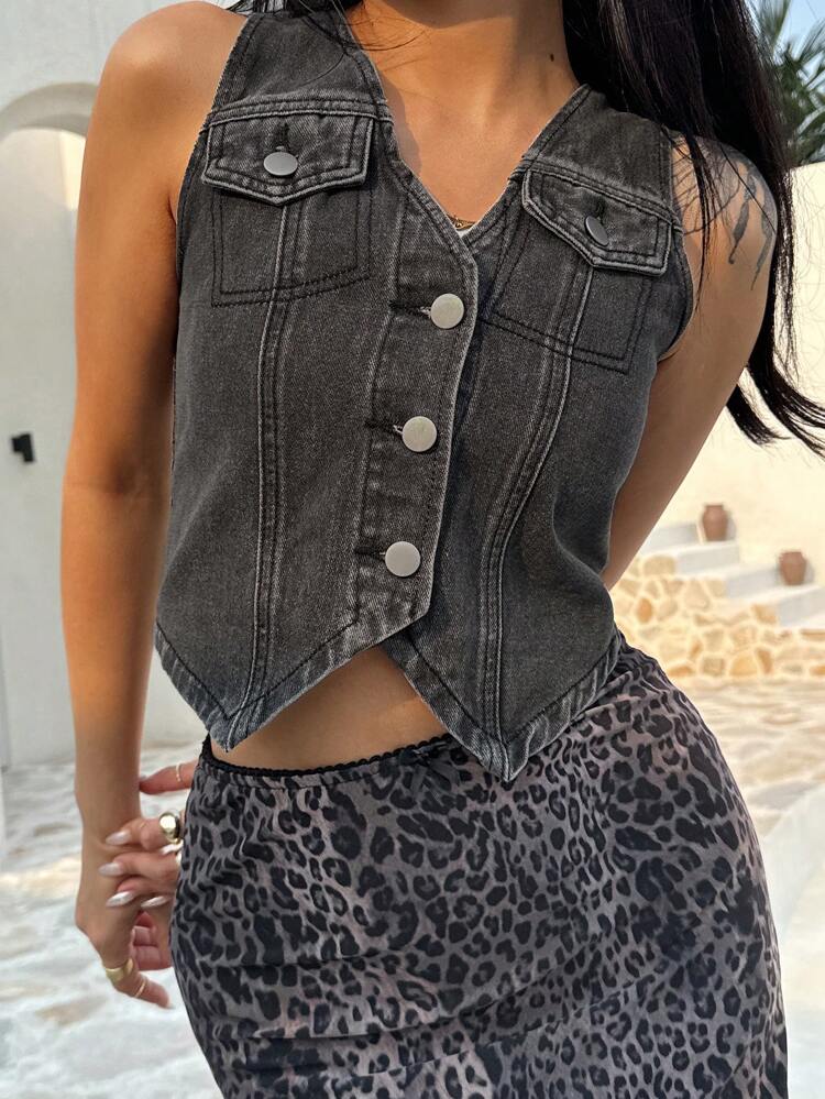 Summer New Stylish Casual Sleeveless Denim Women Shirt