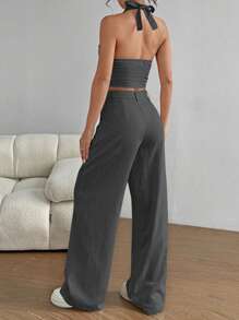 SHEIN PETITE Women Two Pieces Outfits For Daily Wear - Dark Grey - View 2