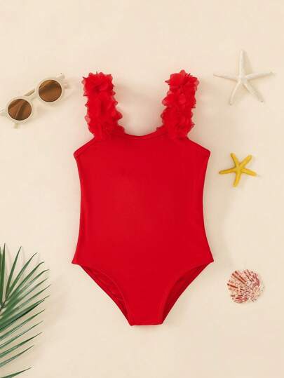 Travachic KIDS 1pc Babygirl Elasticated Knit Sleeveless Camisole Swimsuit