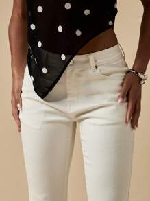 MISSGUIDED 优质牛仔七分裤经典弹力侧开衩七分裤夏季春季下装必备衣橱基本款 - 白色 - 查看 4