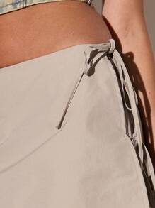 MUSERA Low Rise Layered Wide Leg Trousers With Skirt Overlay Summer Vacation Y2k Streetstyle Cool Girl Festival Holiday Graphite