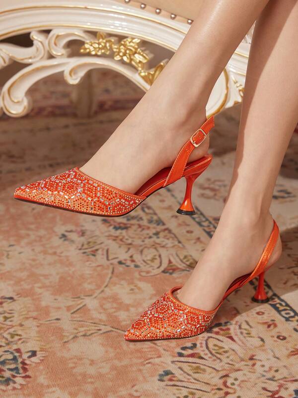 CUCCOO TILAWA Women's Fashion Party Rhinestone Heels Flats Spring Shoes Spring Break Easter Prom Heels