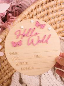 SHEIN Newborn Baby Birth Ceremony Photography Set Newborn Announcement Sign Hello World Newborn Girl Sign Baby Girl Newborn Announcement Fall Winter - Multicolor - View 2