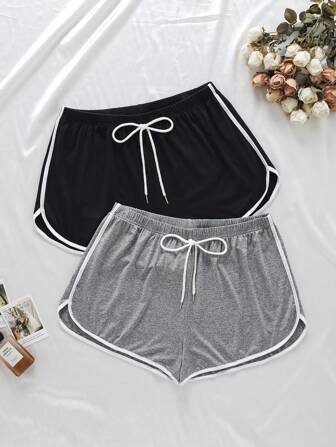 大码休闲舒适日常撞色装饰系带运动睡裤