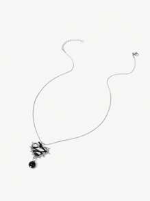 SHEIN ICON Retro Niche Dark Gothic Style Sexy Girl Thorn Heart Ribbon Multilayer Snake Bone Necklace