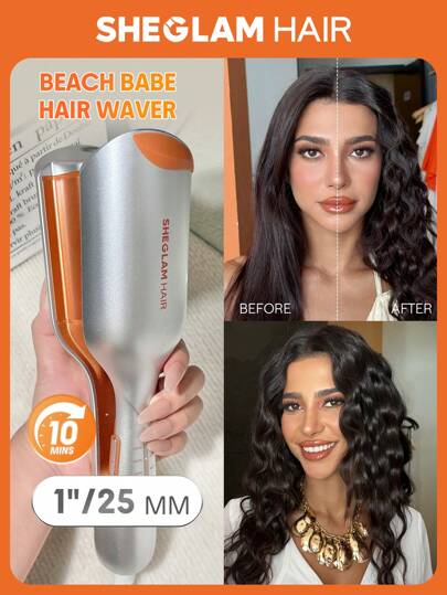 SHEGLAM HAIR Beach Babe Hair Waver,Ionic Hair Waver,Waver Curling Iron,2 Barrel Hair Crimper With Anti-Scald,50 Million Ions & 10 Min Quick Wave,Smart Timer & Adjustable Temps,Easy To Use Hair Tool For Women - UK Plug Graduation Birthday Gift Holiday Winter Pink Vibe Makeup Party Beach Travel Camping School Campus Festivals Rose Present Girl Charm Best Valentine's Day Women's Day Love Yourself