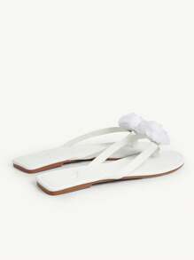 CUCCOO CHICEST Women White Rose Floral Flat Thong Sandals,Casual Versatile Beach Holiday Slippers - White - View 10