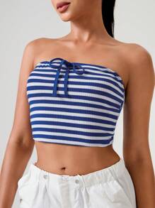 Hanevo Top tubo de mujer con estampado de rayas