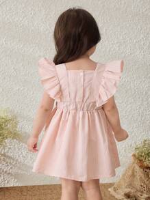 Blossori Vestido con volantes de manga para bebé niña con estampado floral y rayas - Multicolor - Ver 2