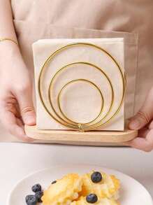 1pc Wooden Base Iron Art Napkin Holder, Vertical Metal Tissue Dispenser, Tabletop Decoration Accessory, For Home, Restaurant, Hotel And Cafehome Decor,School Supplies - Multicolor - View 5