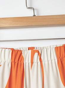 SHEIN Tall Set de 2 piezas - Top sin mangas de cuello redondo y pantalón largo de cintura elástica, diseño elegante para el diario y la playa, en color naranja, talla grande y diseño alargado - Naranja - Ver 4