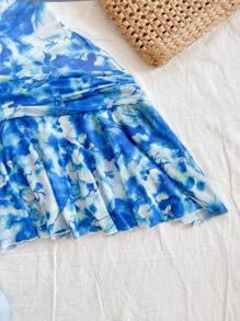 SHEIN Unity Vestido casual con cuello asimétrico para mujer, de moda para vacaciones de verano - Azul - Ver 4