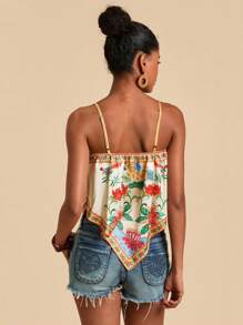 Travachic Camiseta asimétrica con estampado floral y de loro para mujer, ideal para verano, vacaciones, playa, primavera y verano, Pascua, vacaciones, playa para mujer, vacaciones de primavera, vacaciones de mujer, conciertos de mujer, BOHO, bohemia, festivales de música, ropa de mujer para vacaciones tropicales