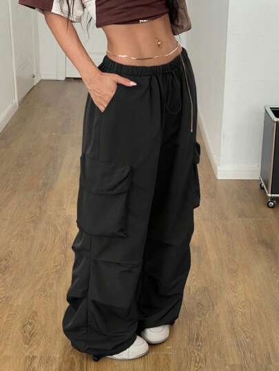 Coolane 女士加大码夏季街头复古西部风Y2K低腰降落伞工装裤派对节