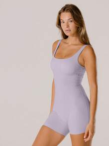 Aralina Mameluco de licra ajustada color rosa pastel para uso deportivo/casual