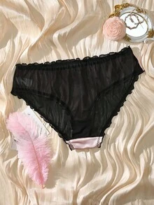 PetitDoll سروال شفاف من الساتان زخرفة اكسسوارات العقدة والدانتيل مقاس كبير ، جذاب وجميل - وردي - مشاهدة 2