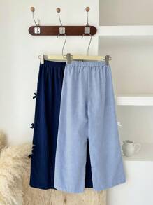 SHEIN Vintaside Kids 2pcs/Set Girls' Multi-Pack Fashionable & Simple Versatile Long Pants, Suitable For Spring, Summer And Autumn Seasons, Ideal For Daily Wear Such As Shopping And Outdoor Activities - Multicolor - View 2