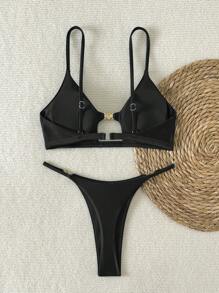 Swim SXY Bikini dây mảnh gợi cảm đi biển mùa hè dành cho nữ - màu đen - Xem 2
