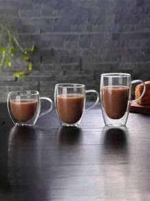 2-4-6pcs Double Walled Glass Coffee Cups With Handles, Espresso Cups, Tea Cups, Thermal Insulation. Suitable For Espresso, Matcha, Cappuccino, Tea Bags. Kitchenware Holiday Gifts - Multicolor - View 6