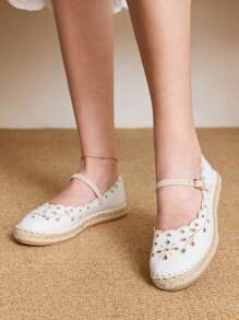 Styleloop 女士平底一脚蹬鞋，波西米亚风格，复古美式，波西米亚风，西部风，音乐节，派对装 - 白色 - 查看 7