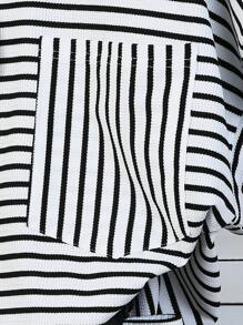 SHEIN 2pcs/Set Plus Size Casual Striped Crew Neck Short Sleeve Top And Shorts Set