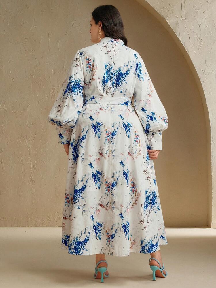 Plus Size Women's Long Sleeve Elegant Flared A-Line Dress, New Style