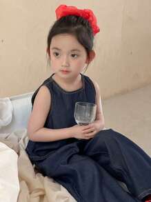 Dazy Kids 2件套少女圆领无袖牛仔上衣+牛仔裤套装，春夏