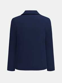 SHEIN 青少年男孩简约绅士西装外套和裤子套装，纯色休闲学校/日常穿着/郊游/运动/情人节/派对，舒适柔软时尚百搭 - 藏蓝色 - 查看 6