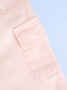 SHEIN Baby Girls Faded Wash Relaxed-Fit Denim Skirt, With Pockets, Simple & Fashionable Design For Daily Wear - Pink - View 8