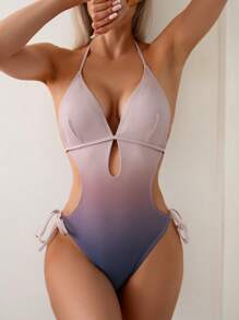 SHEIN Swim Costume da bagno intero sfumato per le donne, adatto per vacanze al mare - Multicolore - Visualizzare 1