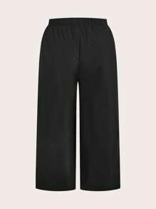 SHEIN PETITE CURVE 2 حزمة من بناطيل واسعة الساق للنساء جديدة باللون الأسود والطباعة الفهد في الصيف - متعدد الألوان - مشاهدة 6