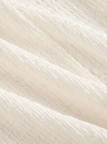 SHEIN MOD 露肩金属纽扣装饰十字设计腰部提花卡其色毛衣 - 杏色 - 查看 4