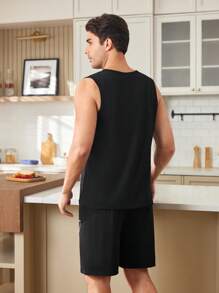 CoupledUp Ensemble de pyjama décontracté pour hommes avec veste sans manches à imprimé cœur