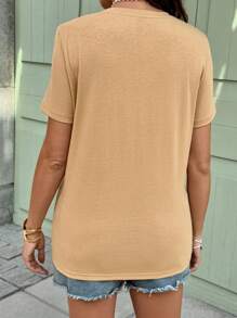 SHEIN Khaki Chest Printed Nursing Tops Maternity T-Shirts Suitable For Summer Maternity T-Shirts Nursing Tops - Khaki - View 2