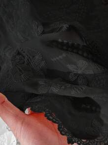 CosyJoli 大码女式春夏时尚休闲宽松优雅舒适日常黑色刺绣镂空透视背心，老钱风格，波西米亚风，度假，外出上衣，西部装，欧洲夏季，办公室装，早午餐，可爱夏季上衣 - 黑色 - 查看 6