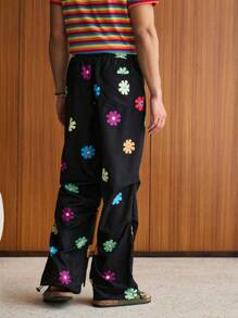 SWAVVY 1 quần áo nam Y2K vui nhộn thường ngày quá khổ phong cách cổ điển đường phố dệt quần họa tiết Halloween màu đen trở lại trường quần áo mùa thu - màu đen - Xem 2