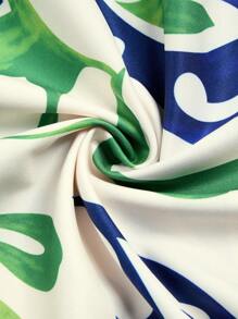 SOLERSUN 大码女装时尚新款腰部简约宽松休闲度假深V领皮利丝图案风格印花迷你连衣裙度假连衣裙春夏裙子海边度假 - 綠色 - 查看 7