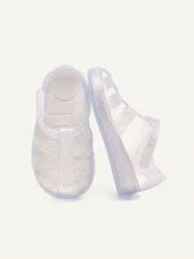Cozy Pixies 1 Pair Fashionable Versatile Cute Transparent Crystal Soft Bottom Beach Sandals, Suitable For Spring/Summer, Infants - White - View 4