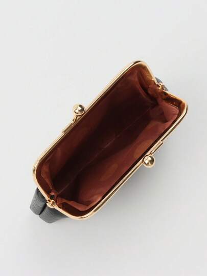 Goth 1 pièce Portefeuille court en PU de style gothique avec perles, œil bleu et cœur rouge pour femmes