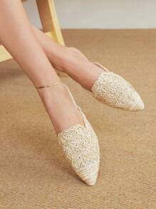 Styleloop Women's Pointed Toe Bohemian Style Fashion Flat Shoes - Apricot - View 5