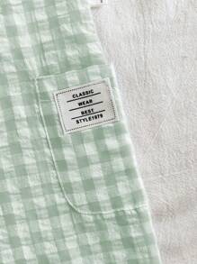 Vintaside Kids Baby Boys' Spring/Summer Plaid Overalls Shorts In White & Green, With Matching Accessories Hat, Fashionable & Versatile For Outdoor Play, Home Leisure, Daily Sports - Green - View 7