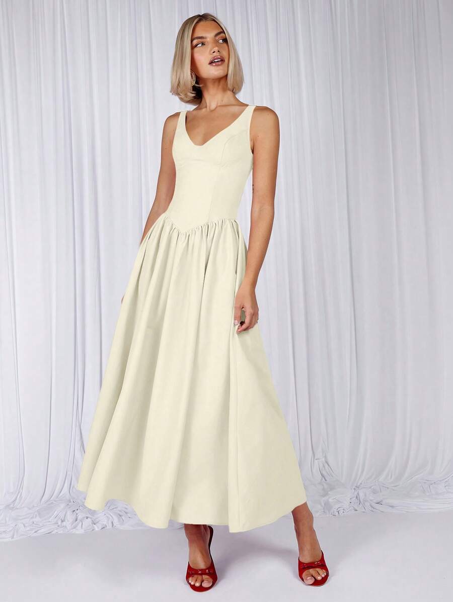 COSMINA Women Long Solid Dress, Fashion For Summer