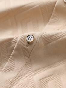 Manfinity Homme Men's Casual Short Sleeve Geometric Pattern Shirt - Khaki - View 8