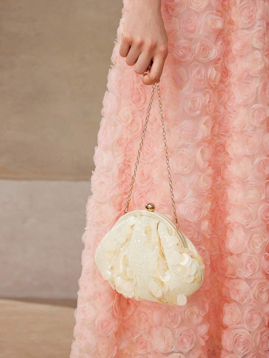 MOTF PREMIUM 亮片 KISS LOCK 手拿包 - 白色 - 查看 2