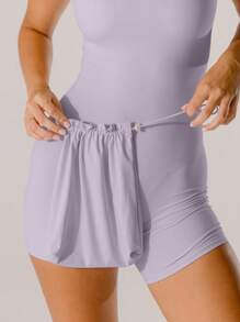 Aralina Mameluco de licra ajustada color rosa pastel para uso deportivo/casual