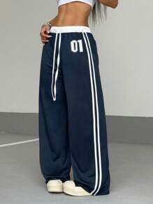 SHEIN Tall Damen Sommerhose mit Farbblöcken und Tunnelzug in der Taille